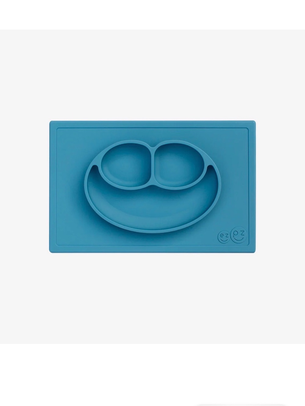 ezpz Happy Mat Blue Silicone Suction Placemat with Divided Plate